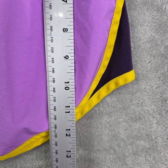 Womens Nike Dri-Fit Running Shorts Purple Yellow Polyester 3.5" Inseam Size M - Picture 10 of 11